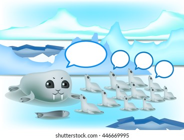 family Walrus And Speech bubbles.