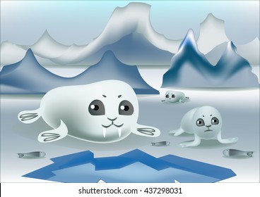 Family walrus vector.