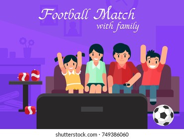 Family watching Football match