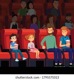 Family Watching Movie At Cinema Together With Gay Parents