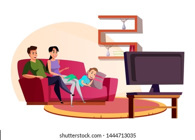 Family Watching Tv Flat Vector Illustration Stock Vector (Royalty Free ...