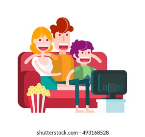 Young Woman Watching Movie Eating Popcorn Stock Vector (Royalty Free ...