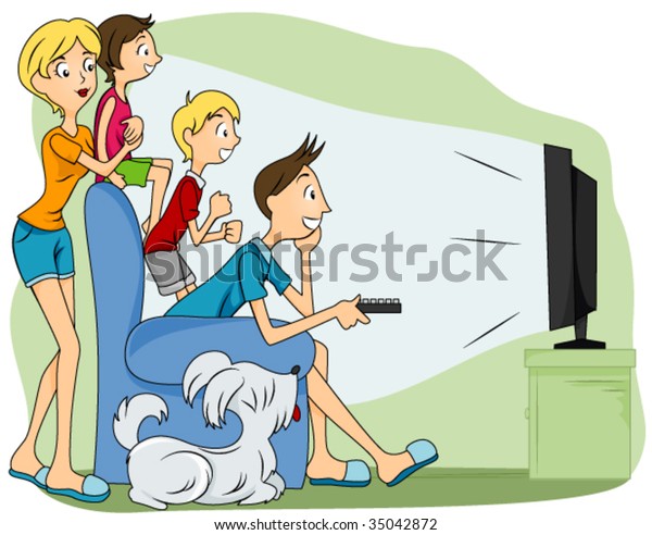 Family Watching Tv Vector Stock Vector (Royalty Free) 35042872 ...