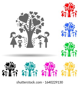 the family watered the tree of love multi color style icon. Simple glyph, flat vector of family icons for ui and ux, website or mobile application