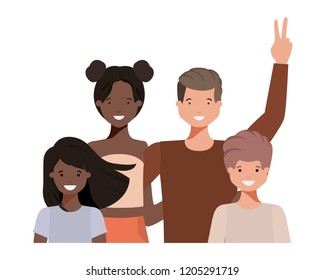 family waving avatar character