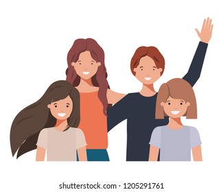 family waving avatar character