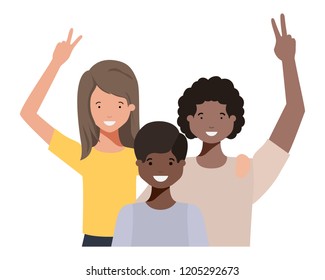 family waving avatar character