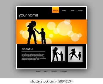 Family website template, vector