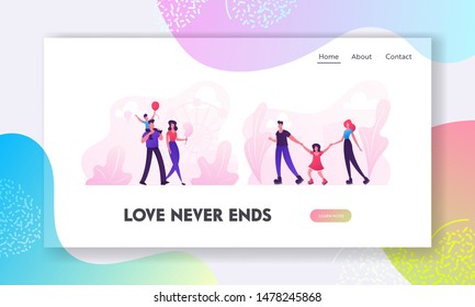 Family Weekend Leisure and Sport Spare Time Website Landing Page. Mother, Father and Child Walking at City Street. Roller Skating Activity in Park Web Page Banner. Cartoon Flat Vector Illustration