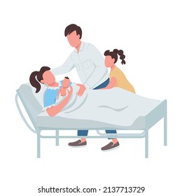 Family Welcoming New Baby Semi Flat Color Vector Characters. Full Body People On White. Congratulations On New Family Member Simple Cartoon Style Illustration For Web Graphic Design And Animation