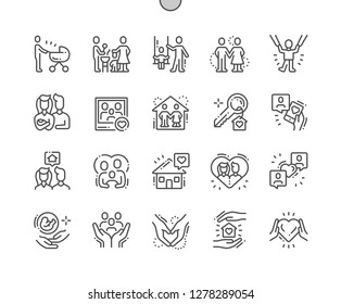 Family Well-crafted Pixel Perfect Vector Thin Line Icons 30 2x Grid for Web Graphics and Apps. Simple Minimal Pictogram