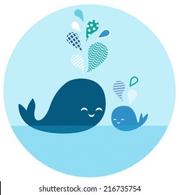 Family of whales. Vector illustration