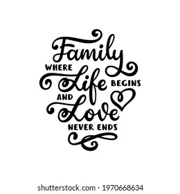 Family Where Life Begins Love Never Stock Vector (royalty Free 