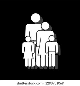 Family. White flat simple icon with shadow