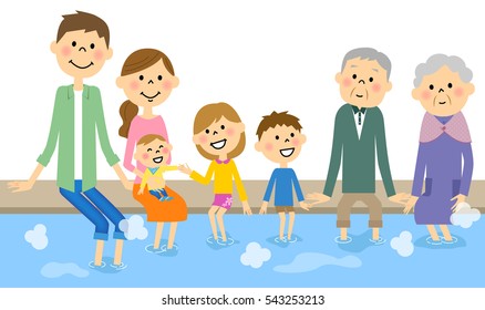 The family who enters a foot bath