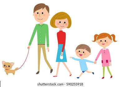 The family who strolls through a dog