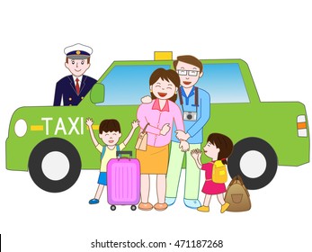 The family who uses a taxi in a trip.