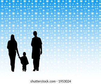 family in the winter vector design
