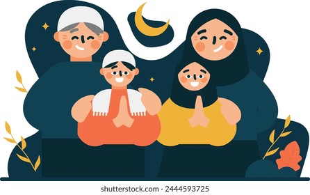 A family wishing each other a happy Eid