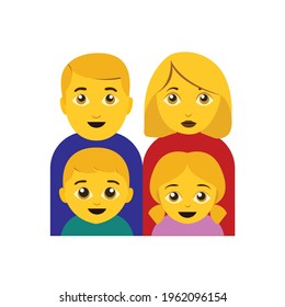 Family with woman man two children noy and girls emoji vector