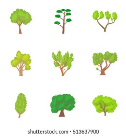 Family woody icons set. Cartoon illustration of 9 family woody vector icons for web