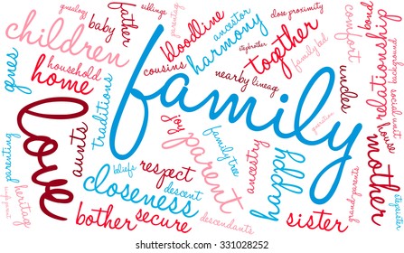 Family Word Cloud On White Background Stock Vector (Royalty Free ...