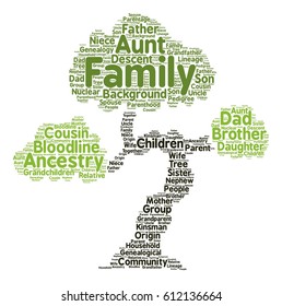 Family Word Cloud Tree Typography Stock Vector (Royalty Free) 612136664 ...