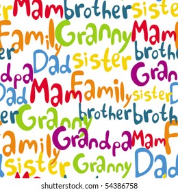 Family words seamless pattern from my big collection