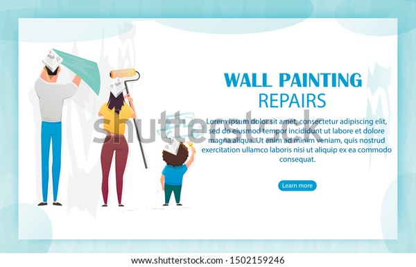 Family\
Work, Home Renovation Flat Cartoon Vector Illustration. Father and\
Mother Painting Walls with Roller. Son Helping Parents and Painting\
Car. Wall Painting Repairs Website Landing\
Page.