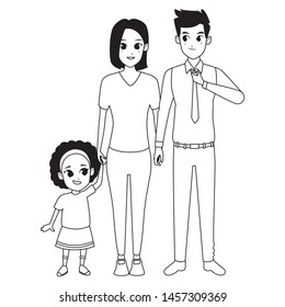Family young father and mother with little afro daugther vector illustration graphic design