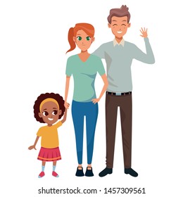 Family young father and mother with little afro daugther vector illustration graphic design