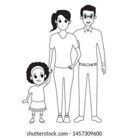 Family young father and mother with little afro daugther vector illustration graphic design