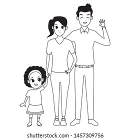 Family young father and mother with little afro daugther vector illustration graphic design