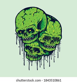 family zombie skull illustrations for your work merchandise clothing line, stickers and poster, greeting advertising business company or brands
