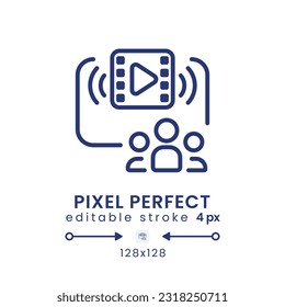 Family-friendly programming linear desktop icon. Live streaming platform. Pixel perfect 128x128, outline 4px. GUI, UX design. Isolated user interface element for website. Editable stroke