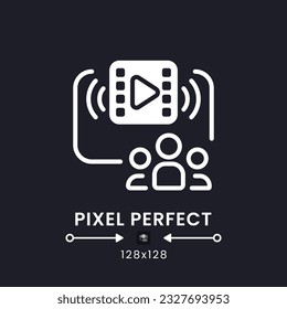Family-friendly programming white solid desktop icon. Live streaming platform. Pixel perfect 128x128, outline 4px. Silhouette symbol for dark mode. Glyph pictogram. Vector isolated image