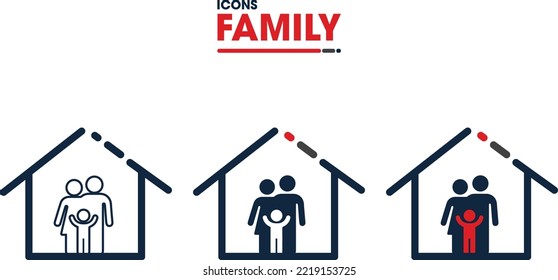 FamilyHouse Icons in three versions. Outline-filled, modern, and stylish icon. Customizable to fit any brand identity.