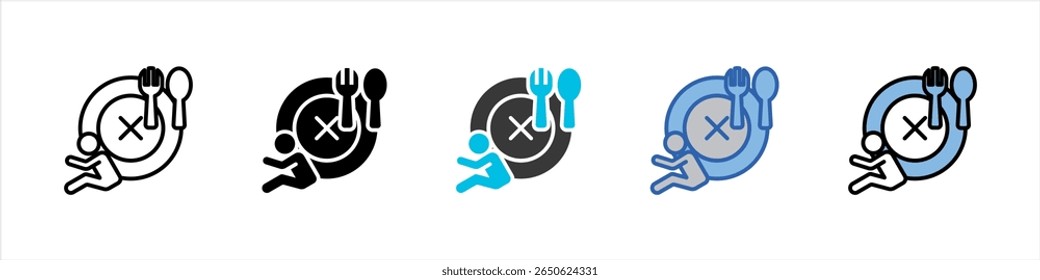 Ilustração multiestilo do pacote de ícones do Famine