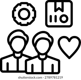Famine Relief Team Line Icon and Vector
