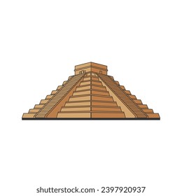 Famous Ancient Mexican or Peru Chicen Itza Aztec Mayan Pyramid on White Background  Illustration Vector