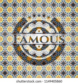 Famous arabic emblem background. Arabesque decoration.