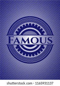 Famous badge with denim background