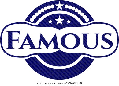 Famous badge with denim background