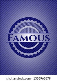 Famous badge with denim texture