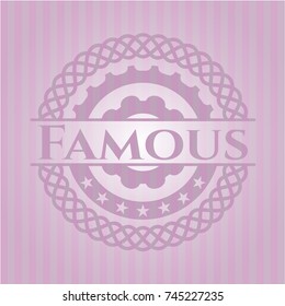 Famous badge with pink background