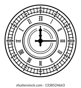Famous Big Ben clock tower in format image on white background.