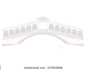 The famous bridge in Venice vector color illustration isolated on white background.