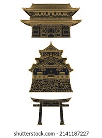 Famous Building Line Art, Japan Building Vector Design.