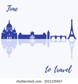 Famous buildings and constructions of Paris. Symbols and landmarks. Design for banner, poster or print.