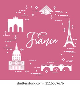 Famous buildings of Paris. Symbols and landmarks. Travel and leisure.